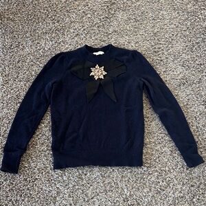Bowden Navy Sweater with Jewel/Bow Accent